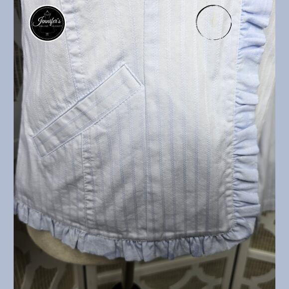 Christopher & Banks NWT Light Blue Ruffled Lightweight Blazer Jacket Size Medium - Picture 6 of 13